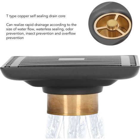 Tuyau de drainage de chauffage en drain de sol en quadrilatère outil de à grand déplacement Acier Inoxydable Cuivre Pvc Gris (1/4)