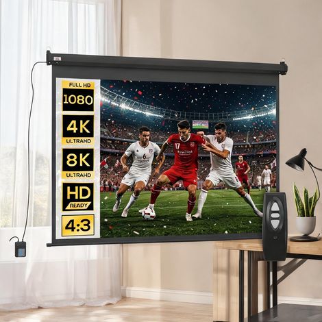 Toile de projection électrique 84 pouces motorisée 4K 4:3 noir (1/5)