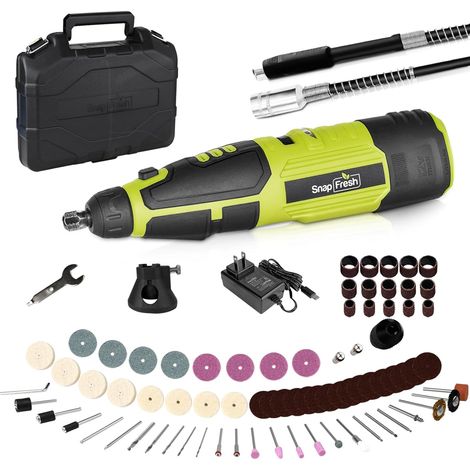 Outil Rotatif Multifonction Sans Fil 12V – 5000–28000 RPM pour Graver, Polir, Poncer, Percer et Bricolage, Arbre Flexible Inclus, 77 Accessoires & Chargeur Rapide 1 h - (1/5)