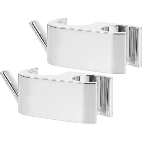 2pcs Silver ABS Sliding Bar Hooks, No Drilling Required, Compatible with 24-25mm Bars, for Practical Bathroom Accessories (1/5)