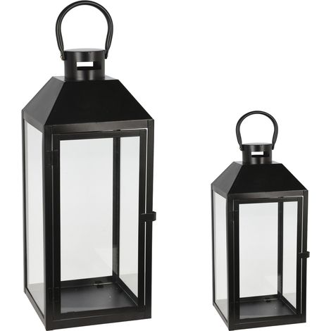 2er Laternen Set Metall H23/39cm Schwarz-NB1200150-mittel-klein (1/5)