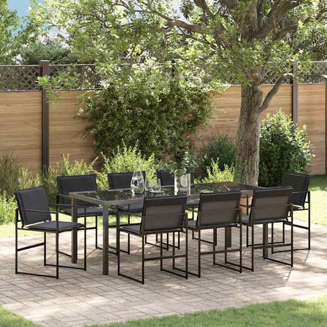 Conjunto de Comedor de Jardín 9 pcs Negro 200 x 80 x 73 cm vidaXL (1/5)