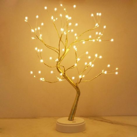 Arbre lumineux LED 108 ampoules – Lumière blanche chaude – Alimentation USB ou piles – Branches flexibles pour décoration intérieure (1/5)