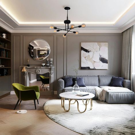 Plafonnier design noir mat, 6 lampes sur tiges MARATEA (1/5)