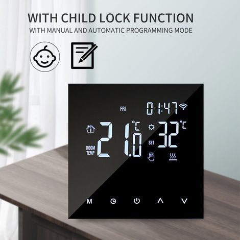 Termostato inteligente WiFi para calefacción, controlador digital de temperatura, control por teléfono móvil, pantalla táctil LCD, calefacción por suelo radiante y caldera de gas Antizez (1/5)