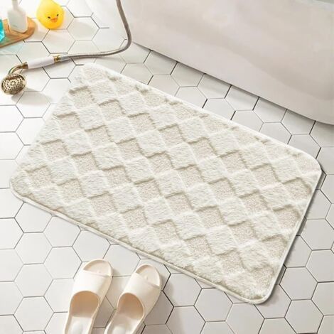 1 pcs Tapis de bain antidérapant et confortable en microfibre doux absorbant l'eau, blanc, 50 x 80 cm (1/3)