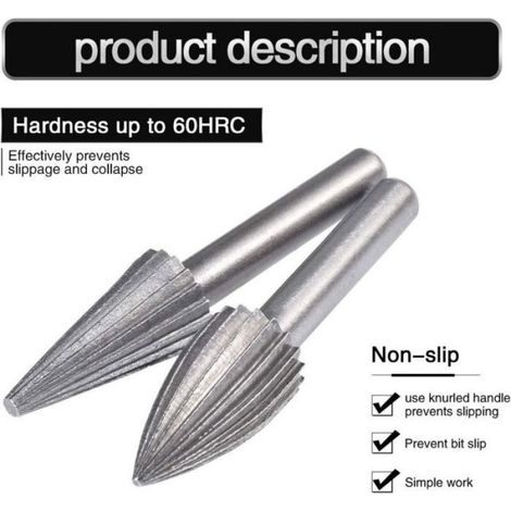 Fraise Rotative - Tungstène - Double Coupe - Queue 6 mm - Pour Gravure Meulage Limage - Lot de 6 (1/4)