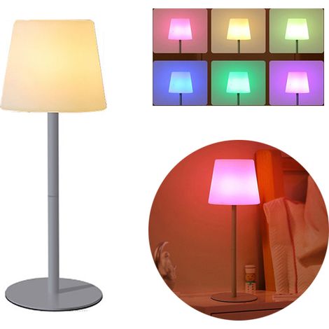 1 lampe de table LED RVB, lampe de bureau sans fil à piles avec télécommande, gris-3W-5V (1/5)
