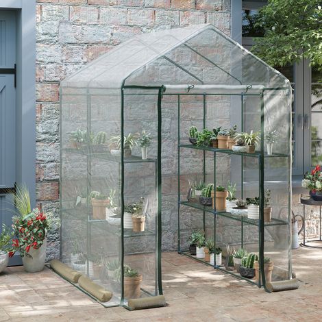 Serre serre balcon avec étagères pour plantes maraîchères de 1,43 x 1,43 x 1,95 m - de jardin extérieure en PVC transparent