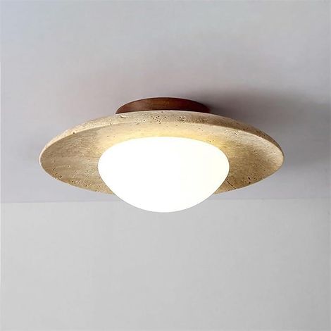 Plafonnier en Travertin Jaune Naturel Lustre Style Nordique E27 Abat-jour en Créativité Lampe de plafond Vintage Luminaire Plafonnier pour Chambre Cuisine Café, Lumière Blanche (1/5)