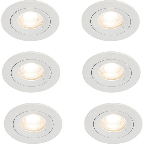 QAZQA xena - Spot encastrable - 6 pièces - Ø 7.9 cm - Blanc - Moderne - éclairage intérieur - Salon I Chambre I Cuisine I Salle à manger