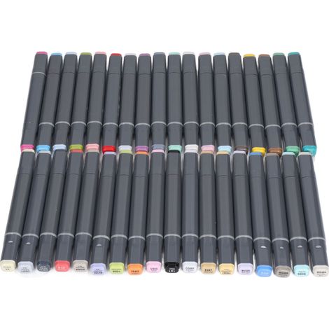 Marqueurs double pointe, tête carrée douce et pointe ronde, 36 couleurs, inodores, imperméables, marqueurs de coloriage pour peinture (1/5)
