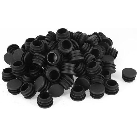 100Pcs Bouchon Pied de Chaise Embout Capuchon Jambe Table Meuble Protection ronds Plastique 25mm diamètre noir