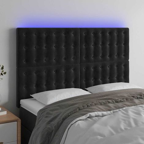 vidaXL Cabecero con luces LED terciopelo negro 144x5x118/128 cm (1/5)