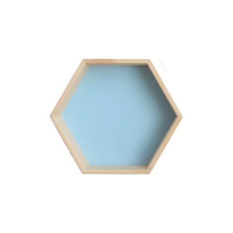 Ahlsen Estante de pared de madera maciza con forma de panal hexagonal (pequeño, azul) (1/5)