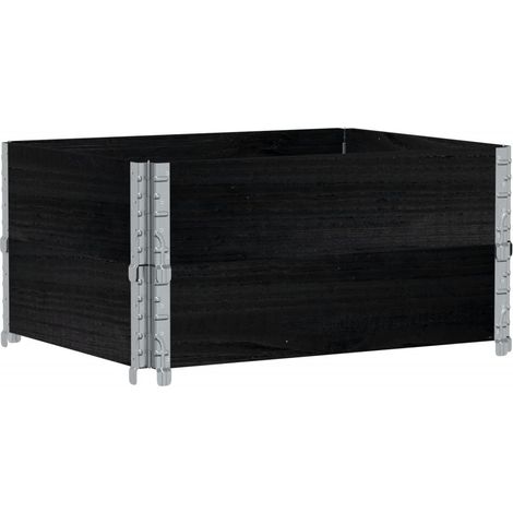 Paretali per Pallet 2 pz Neri 80x60cm in Legno Massello di Pino vidaXL