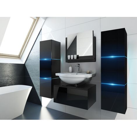 Set di mobili da bagno neri collezione OWL. 2 colonne 37x110x35, mobile sotto lavabo.