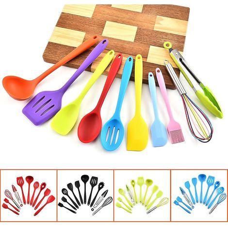 Silikon-Küchenhelfer-Set, 10-teilig, hitzebeständig, antihaftbeschichtet, Löffel, Spatel, Schöpfkelle, Kochutensilien