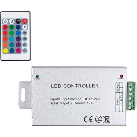 Controller Regolatore Striscia LED RGB 12/24V DC con Telecomando IR High Power (1/3)