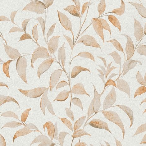 Landhaus Tapete Profhome 389623 heißgeprägte Vliestapete strukturiert mit floralen Ornamenten schimmernd creme pastell-orange beige 5,33 m2