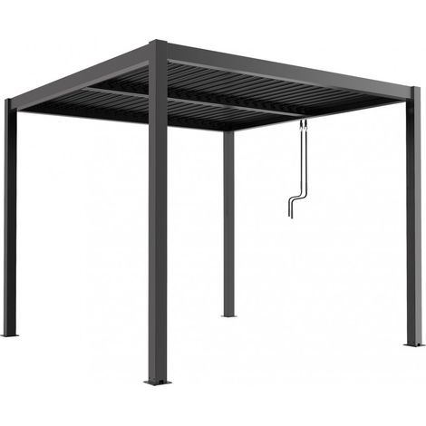 gazebo pergola bioclimatica da esterno elica garden grigio scuro in alluminio - 3x3x2,5 m (1/5)