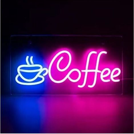 1 Stück Neon-LED-Kaffee, Neon-Buchstabe, Wandkunst, Lichtschild, hübsche Neonlampe für Café, Bar, Club, Party, Deko, Geschenk, Party-Dekoration, Rosa (1/3)