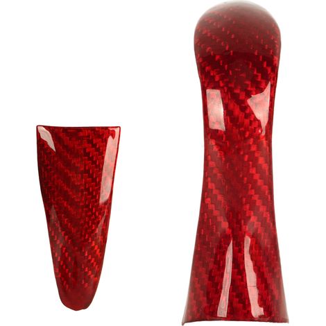 Cache de pommeau de levier de vitesse en fibre de carbone rouge brillante et lisse, résistant aux hautes températures, pour INFINITI Q50 2014-2017 (1/5)