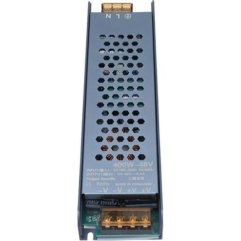 Alimentation LED 48V 400W pour ruban lumineux, transformateur découpage AC180-250V, 8.4A, couleur noir