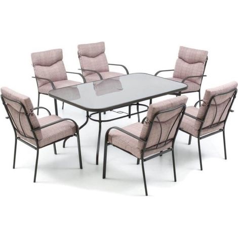 Set Madagascar dining art. M0882-38 Tavolo e 6 poltrone cuscini col. antracite (1/2)