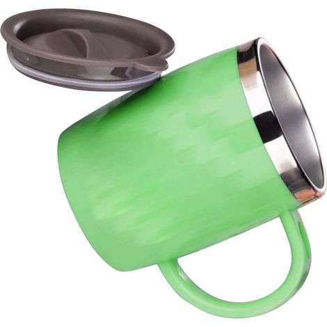 Offizieller Snoopy-Kaffeebecher aus Edelstahl 304 mit Deckel, kreativ gestaltet, fürs Büro, grün, 420 ml, SNP6060 (1/5)