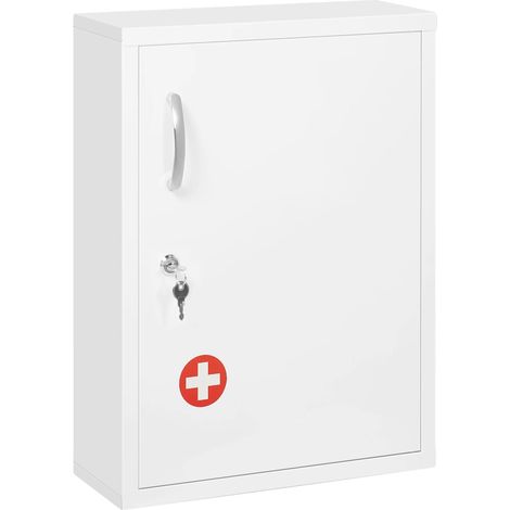 Armoire à pharmacie, murale, rangement à 3 niveaux, Blanc (1/5)