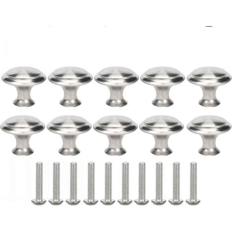 10 Pieces Round Brushed Furniture Knobs Kitchen Door Knobs Cabinet Handles Drawer Pulls with Screws for Wardrobe Buffet Dresser - 23MM