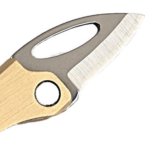 Mini couteau pliant, manche en laiton, lame en acier inoxydable, mini couteau de poche magnétique, porte-clés. (1/5)