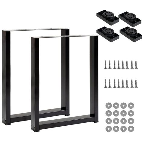 Lot de 2 pieds de table en métal pour banc, table industrielle, patins de table, pieds de table pour banc, tables à manger Noir 40x43cm (1/5)