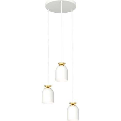Lampada a sospensione Target in acciaio bianco e oro