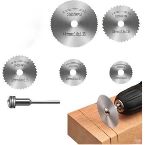 5 DISCHI  TAGLIO DIAMANTATI HSS DENTATI PER MINI TRAPANO DREMEL 2000RPM 47362