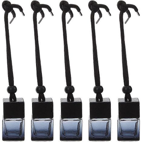 Lot de 5 flacons désodorisants pour voiture de 8 ml, diffuseurs d'huiles essentielles suspendus en verre, flacons vides rechargeables pour parfum de voiture, diffuseur d'arômes pour véhicule, bureau, (1/5)