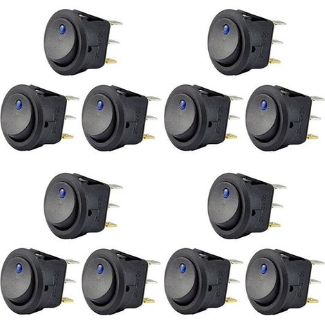 12-teiliger 12V 20A Wippschalter mit blauer LED, SPST-Steuerung – Aus