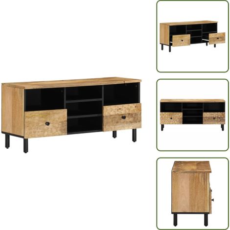 Meuble TV 100x33x46 cm bois massif de manguier - Meubles Tv - Meuble Tv - Support Tv - Unité Tv - Bois Massif (1/5)