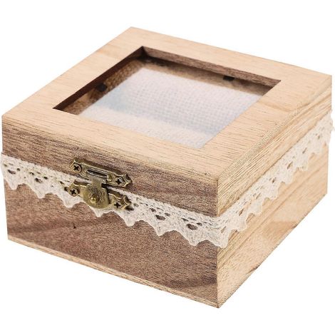 Boîte à bague décorative, pour ranger des bijoux, boîte à bague de fiançailles en bois (1/5)