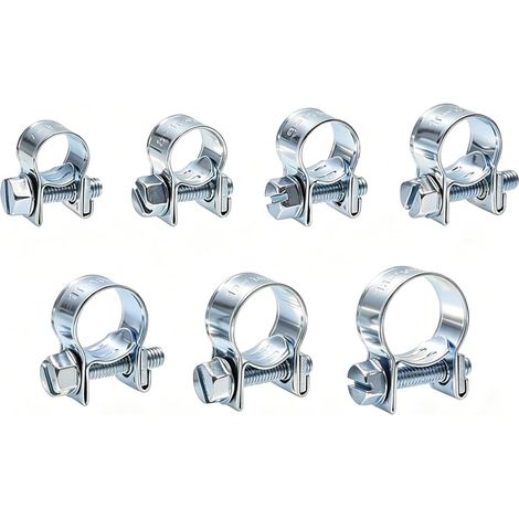 120 Pièces Mini Collier de Serrage Réglables Collier Serrage Métallique Collier Durite Essence pour les Petits Tuyaux de Carburant,les Conduits D'air(7-18MM) (1/5)