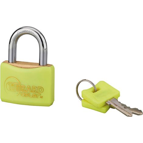 Cadenas à clé Color UNIKEY (achetez-en plusieurs, ouvrez avec la même clé), 40mm, jaune, 2 clés - (1/5)