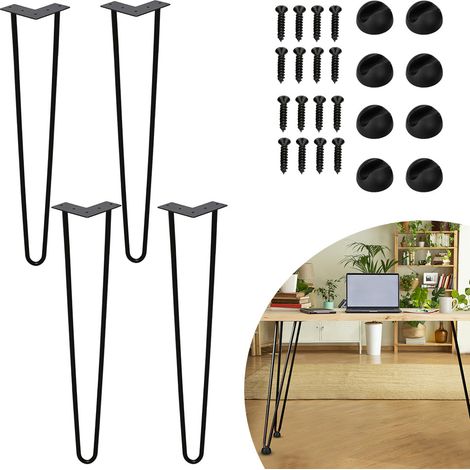 SWANEW Set di 4 gambe a forcella Telaio del tavolo Corridori del tavolo Gambe Tavolo da pranzo Gamba del tavolo Harpins 2 montanti Nero - 61 cm (1/4)
