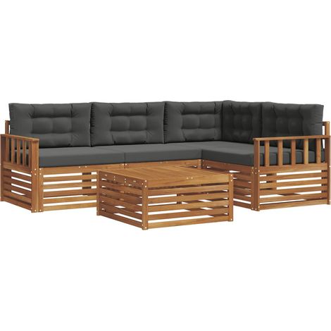 Set di divani da esterno 5 pz Naturale e Antracite vidaXL (1/5)