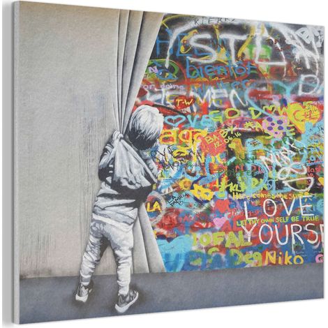 TABLEAU ACOUSTIQUE Graffiti - Garçon - Ilussie - Street art Panneau Insonorisant 80x60 cm (1/5)