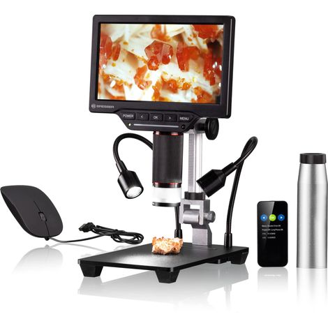 Bresser Microscopio digitale 2L con luce regolabile, Wi-Fi, schermo LCD a colori ad alta risoluzione da 7", funzione di registrazione video e foto 1080P (1/5)