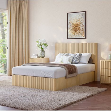 lit adulte lit coffre rangement 140x200 chêne OKMYHOME (1/5)