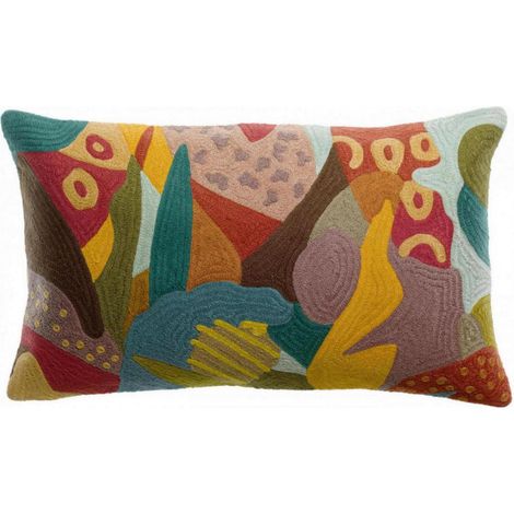 Coussin Décoratif Brodé Coloris Minéral Rectangulaire pour Salon et Chambre 30 x 50 cm - PANGIVO