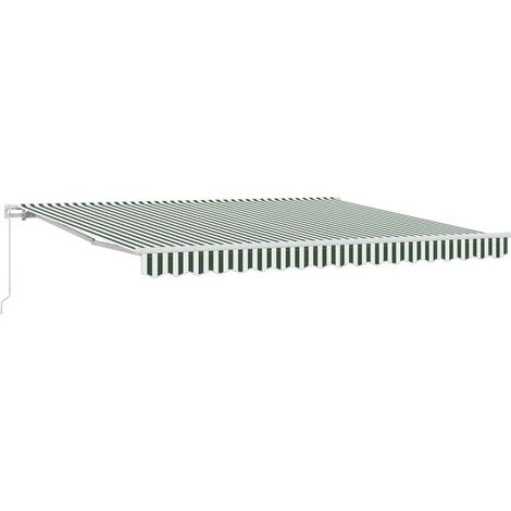Auvent Rétractable 400x300cm Vert et Blanc - Protection Solaire Terrasse Jardin-x (1/5)