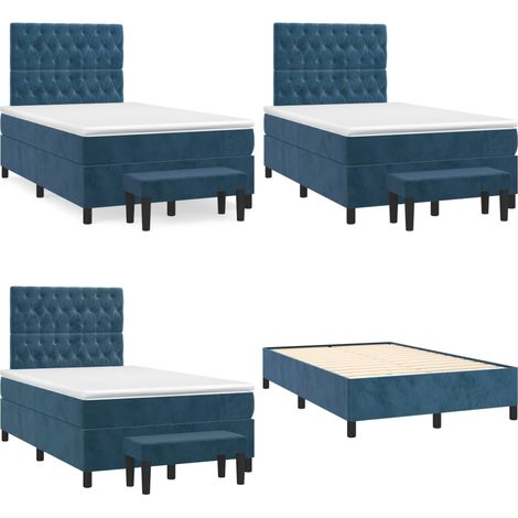 Boxspringbett mit Matratze Dunkelblau 120x190 cm Samt - Samtbett - Boxspringbett - Doppelbett - Betten Günstig - Schlafsofa - Home & Living (1/5)